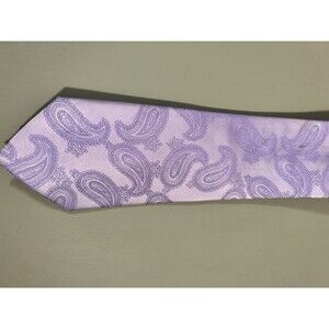 Umo Lorenzo Italy Men's 100% Silk Tie Purple Paisley Hand Made